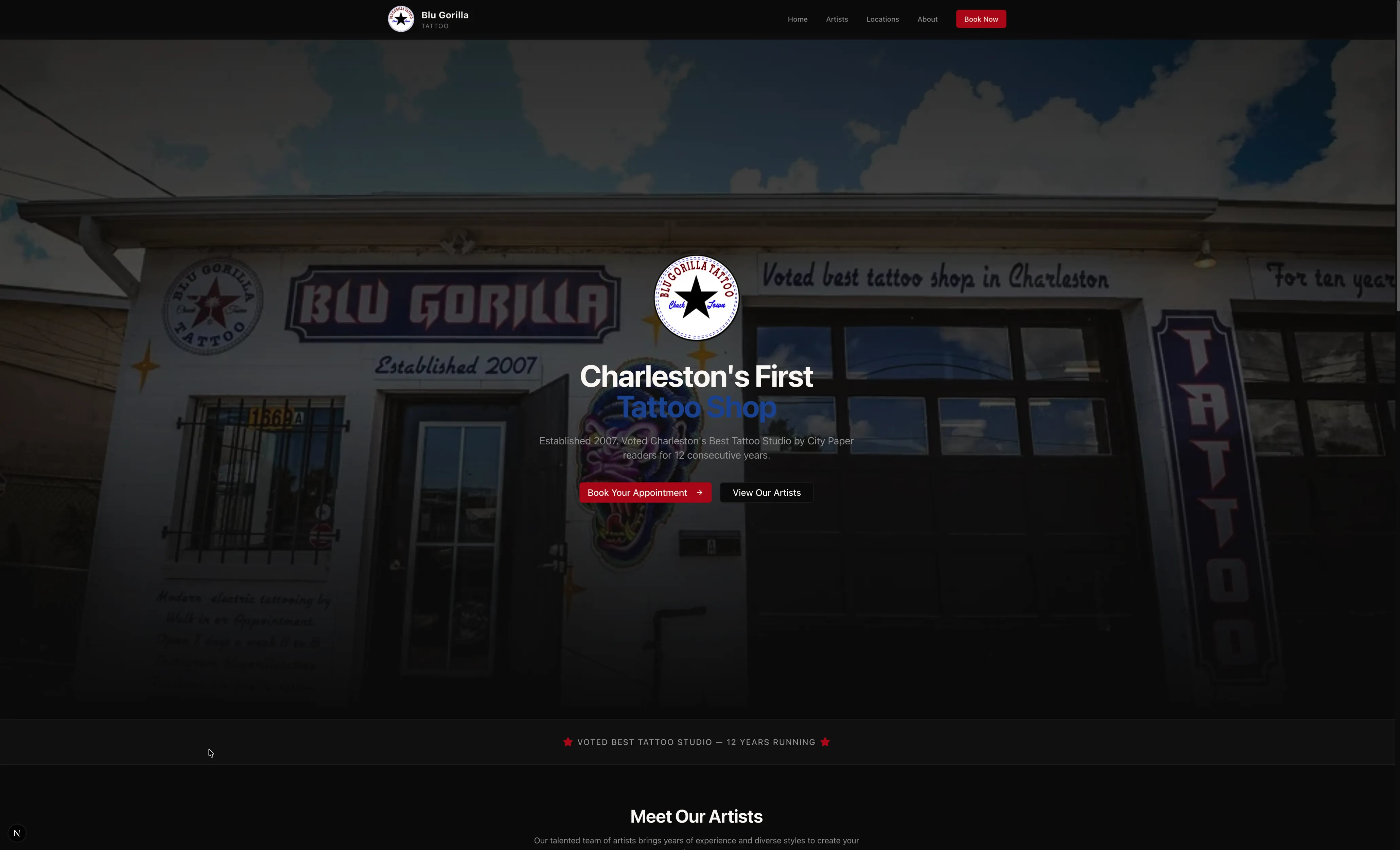 Screenshot of Blu Gorilla Tattoo